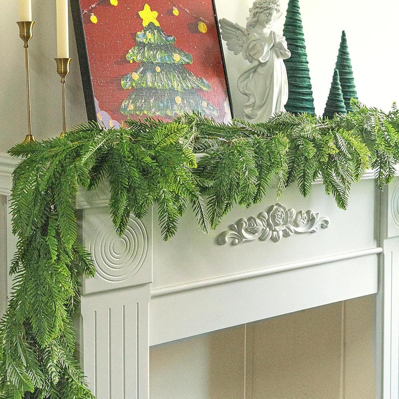 70.8 Inch Norfolk Pine Vine Garland, Real Touch Artificial Christmas Plants for Stairs, Fireplace, Patio, Indoor and Outdoor Christmas Decorations gnome home depot christmas tree Ornaments