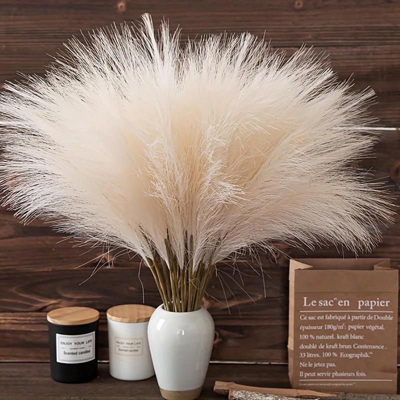 Artificial Pampas Grass without Vase, 10pcs set Fake Cortaderia Selloana, Decorative Plants for Home Kitchen Garden Party Photographing Flower Arrangement Vase Decor