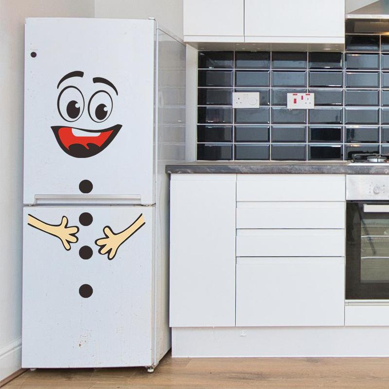 Cartoon Happy Face Pattern Refrigerator Sticker, Cute Self Adhesive Fridge Sticker, Decorative Sticker for Home Kitchen