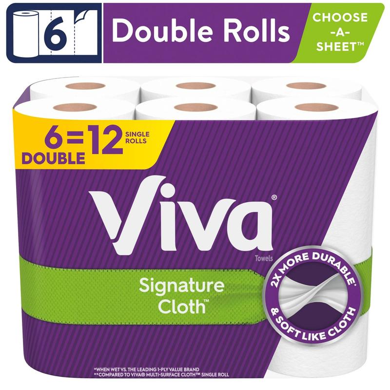 Viva Signature Cloth Paper Towels, 6 Double Rolls Cleaning Pack