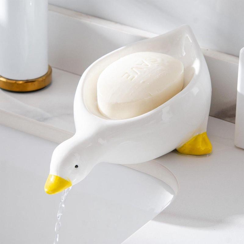 Yellow Duck Shape Soap Box Cartoon Soap Dish Drainable Soap Holder Soap Container Soap Dish For Tray Bathroom Accessories