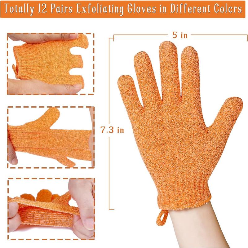 Shower Gloves, 24 Pcs Exfoliating Bath Gloves with Hanging Loop for Beauty Spa Massage, Skin Shower Body Scrubber. Suitable for Women Men