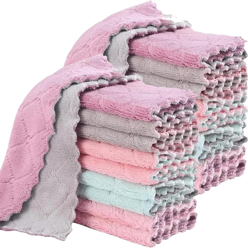 20 Pack Cleaning Cloth Kitchen Cloth, Dish Towels Super Absorbent Coral Velvet Dishtowels, Microfiber Premium Soft Tea Towels, Quick Dry Rags, Multipurpose Reusable Washcloths, Non-Stick Oil Cloths.