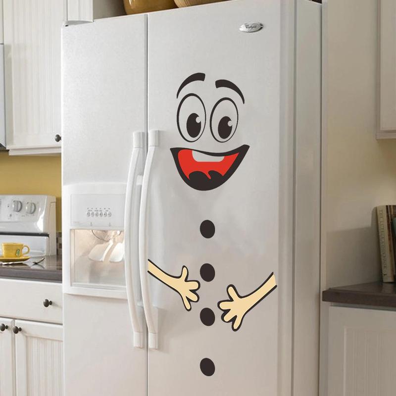 Cartoon Happy Face Pattern Refrigerator Sticker, Cute Self Adhesive Fridge Sticker, Decorative Sticker for Home Kitchen