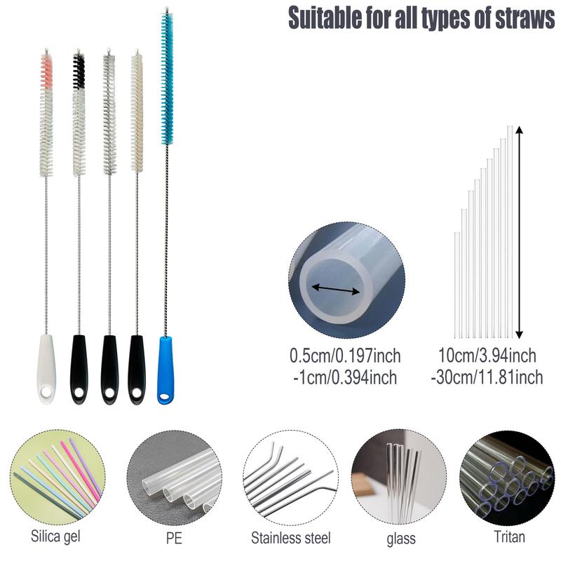 Straw Cleaning Brush, Long Handle Straw Brush, Extra Long Straw Brush for Sippy Cup, Water Bottle and Tubes, Drinking Straw Cleaning Brush