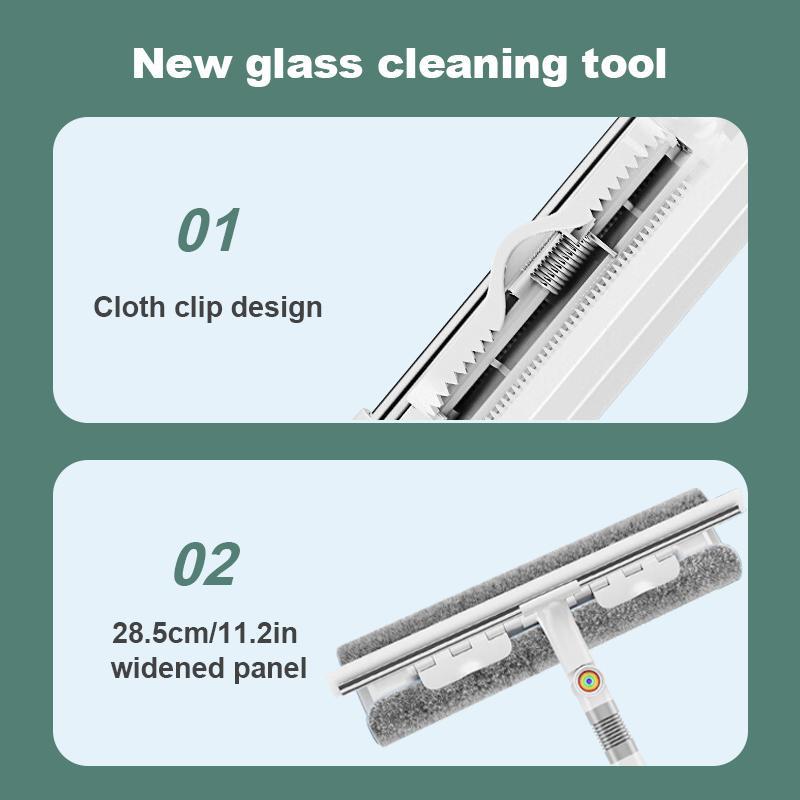 Non-slip Long Handle Glass Cleaning Brush, Rotatable Glass Cleaning Brush with Colorful Button, Easy To Change Cleaning Cloth, Household Cleaning Tool for Home Window, Boyfriend Gifts, Fall Gifts, Halloween Gifts, Christmas Gifts