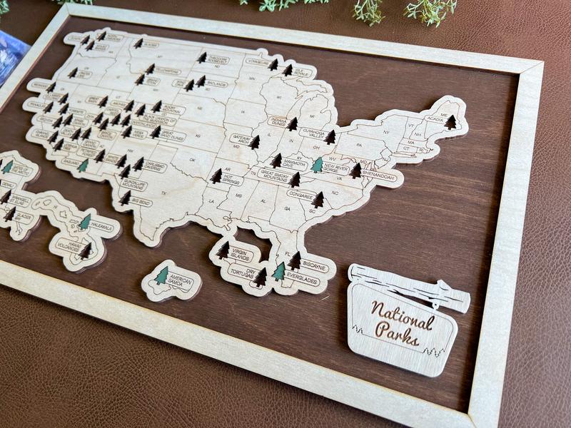 NATIONAL PARK - Bucket List Travel Map, National Parks Gift, Gift for Camper, Travel Map Decor Decoration