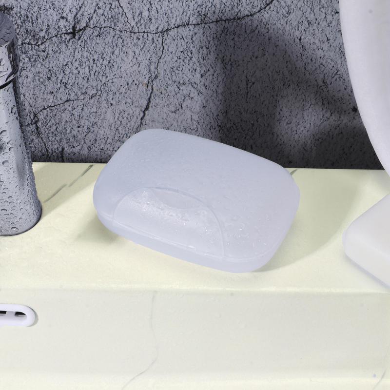 Solid Color Soap Dish Holder with Lid, 1 Count Portable Durable Soap Storage Holder, Household Bathroom Gadgets Supplies