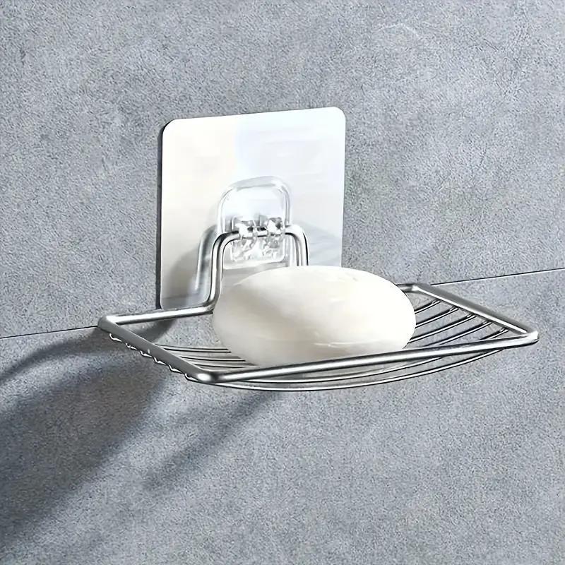 Stainless Steel Soap Dish, 1 Count Punch-free Wall Mounted Soap Holder, Soap Bar Holder, Bathroom Supplies, Home Supplies