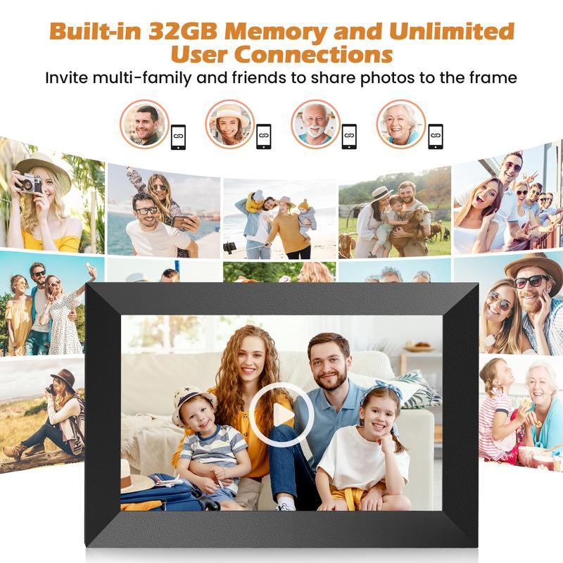 10.1 Inch WiFi Digital Picture Frame 1280x800 HD IPS Touch Screen, Electronic Smart Photo Frame with 32GB Storage,Home Decor, Christmas Gift