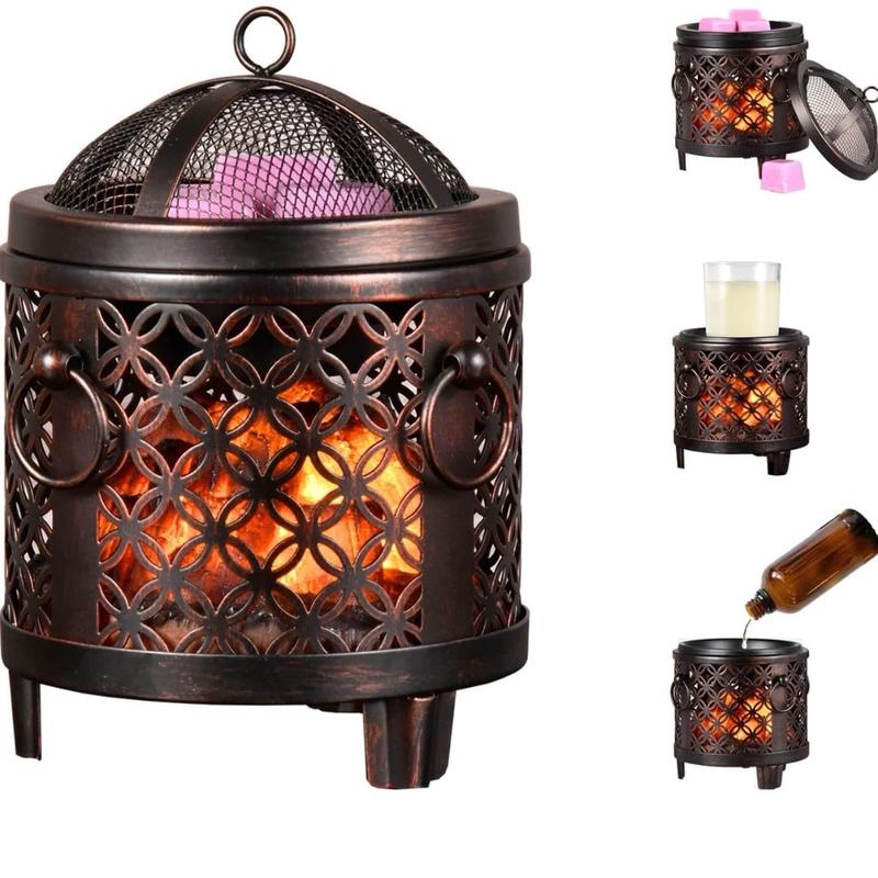 Wax Melt Warmer,4-in-1 Fireplace Wax Warmer,Scentsy Wax Warmer for Scented Wax Cubes and Tarts or Fragrance Oils,Wax Burner for Home Office Bedroom Aromatherapy presents& Décor(Copper Coin)