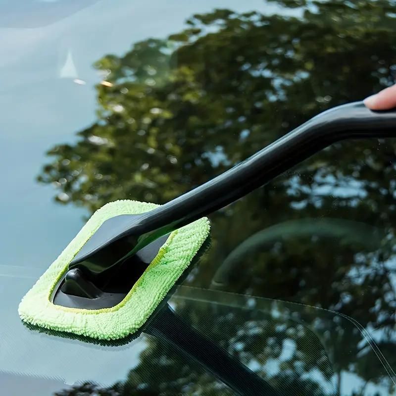 Car Window Cleaning Brush Kit, Including 2 Long Handle Windshield Brush & 2 Car Wash Gloves, Car Window Brush & Gloves Set