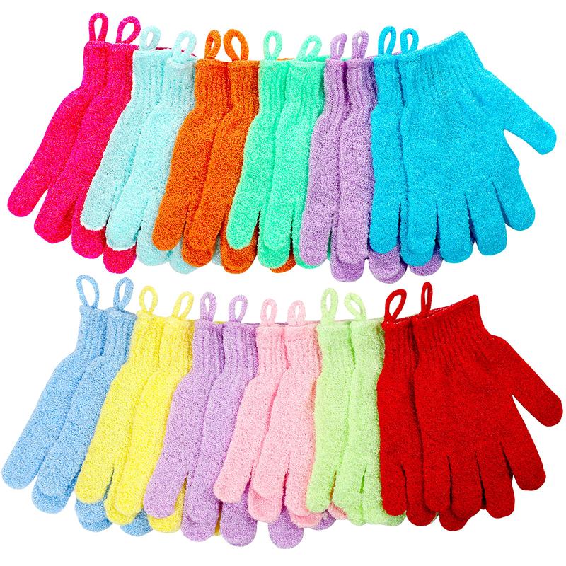 Shower Gloves, 24 Pcs Exfoliating Bath Gloves with Hanging Loop for Beauty Spa Massage, Skin Shower Body Scrubber. Suitable for Women Men