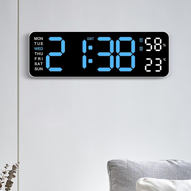 Digital Alarm Clock, 1 Count USB battery Powered Multi-functional Rectangular Date Temperature Humidity Display Alarm Clock, Home Decor Clock for Living Room Bedroom Office School(without Battery)