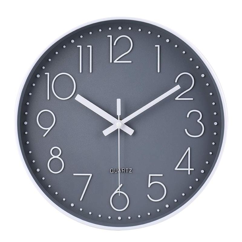 12 Inch Silent Non-Ticking Battery Operated Quality Quartz Round Wall Clock Modern Decor Clock for Home Office Bedroom,Traditional Glass and Plastic Wall Clock