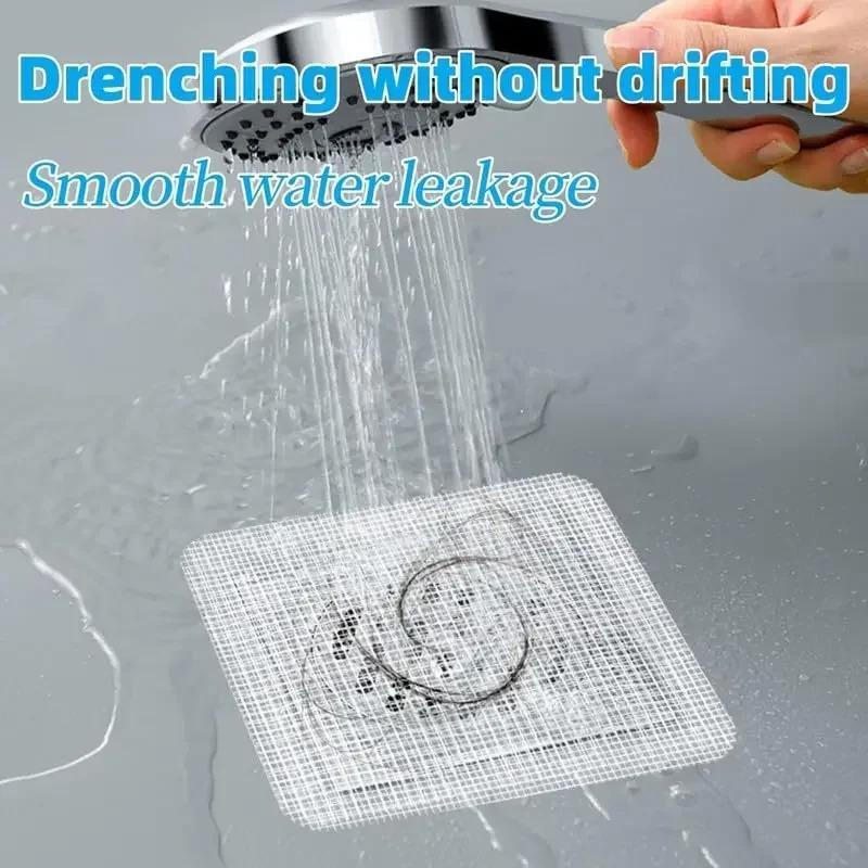 Disposable Shower Drain Cover, 50pcs Hair Catcher Shower Drain Mesh Stickers, Multifunctional Drain Cover for Bathroom, Laundry, Bathtub