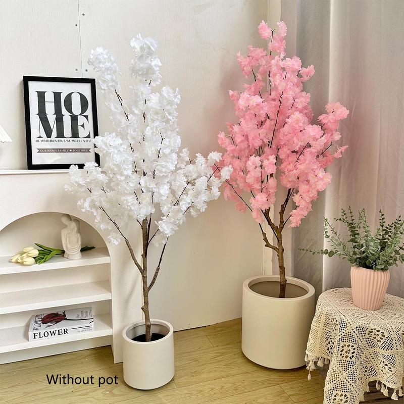 Artificial Cherry Tree Plant without Pot, 1 Count Faux Flower with Realistic Moss, Indoor Faux Plant for Wedding Home Office Decoration