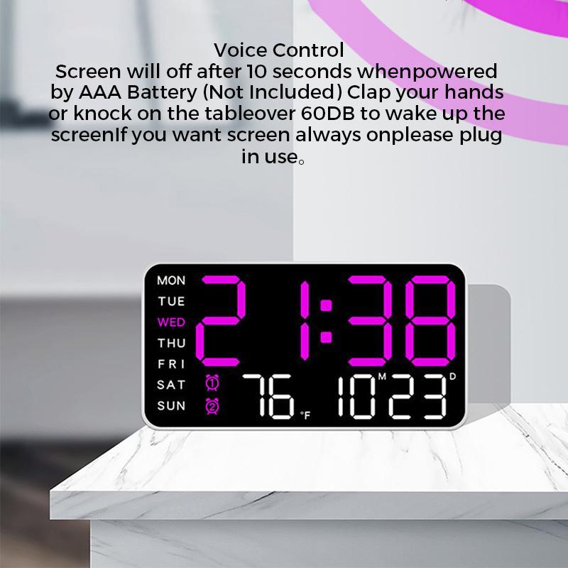 Unframed Digital Alarm Clock, 1 Count Battery Powered Multifunctional LED Clock without Battery, Room Accessories, Home Decor Supplies for Living Room & Bedroom