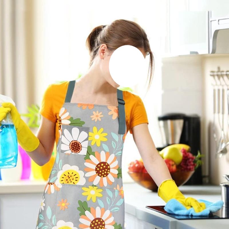 2 Count  Kitchen Apron, Cooking Apron for Women, Adjustable Chef Apron,  Aprons with 4 Pockets for Home Kitchen Baking Gardening