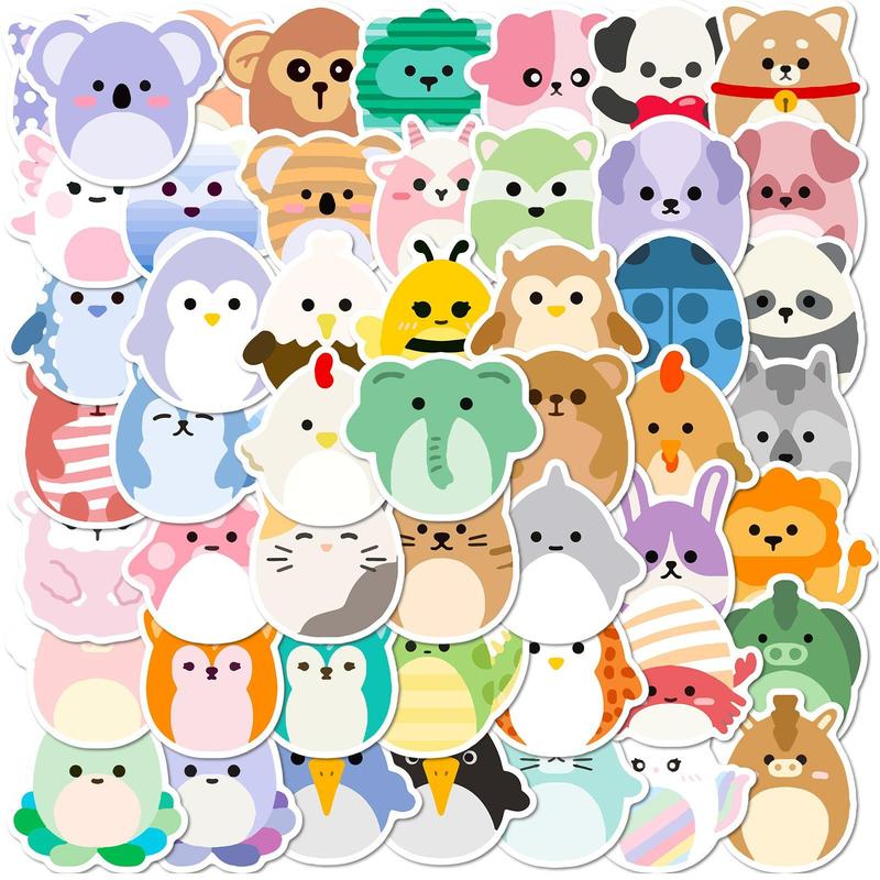 50pcs Cartoon Animal Pattern Decorative Sticker, Creative Waterproof Sticker For DIY Scrapbook Laptop Luggage Decoration