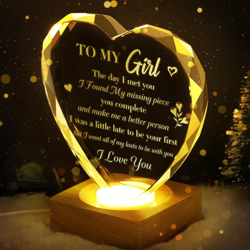 to My Gifts 3D Illusion Lamp for Girlfriend, Engraved Crystal Night Light Presents, Birthday Anniversary Christmas Valentines Day Gifts for Girlfriend Wife from Husband Boyfriend