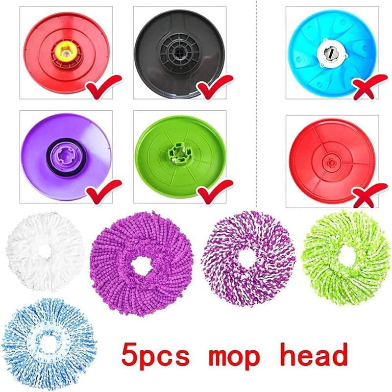 5 Replacement Mop  Head Refill for 360 Spin Magic Mop-Microfiber Replacement Mop Head-Round Shape Standard Size