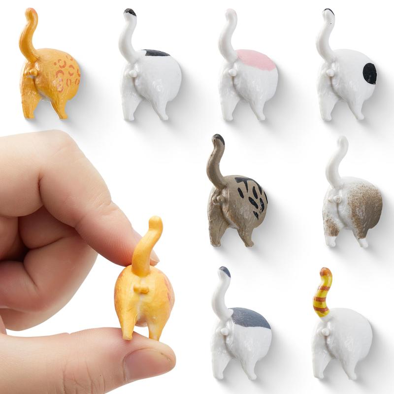 Cat Butt Design Fridge Magnet, 9pcs Creative Funny Refrigerator Magnet, Home Decor Supplies, Kitchen Decoration