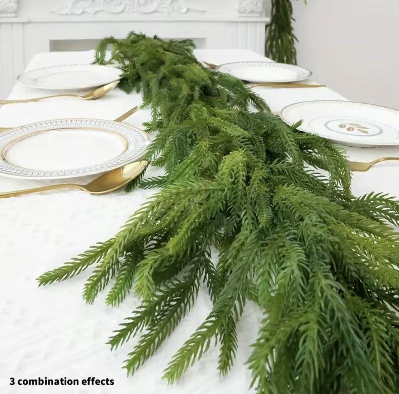 70.8 Inch Norfolk Pine Vine Garland, Real Touch Artificial Christmas Plants for Stairs, Fireplace, Patio, Indoor and Outdoor Christmas Decorations gnome home depot christmas tree Ornaments