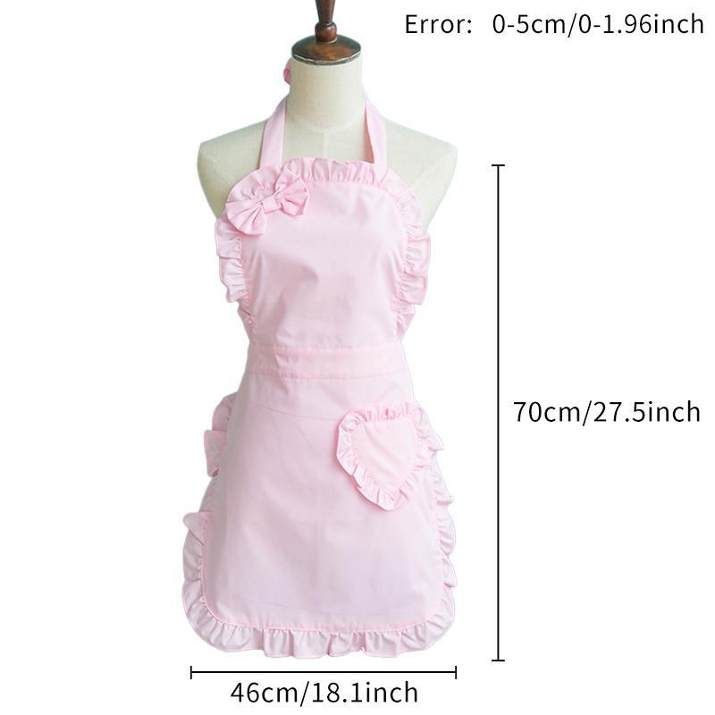 Cute Ruffle Trim Apron, Solid Color Kitchen Apron, Fashionable Cookware for Home Kitchen