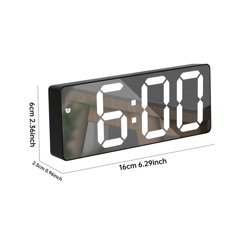 LED Electronic Alarm Clock without Battery, Modern Simple Mirror Clock, Desk Clock for Home Office, Digital Clock Decor, Fall Decor