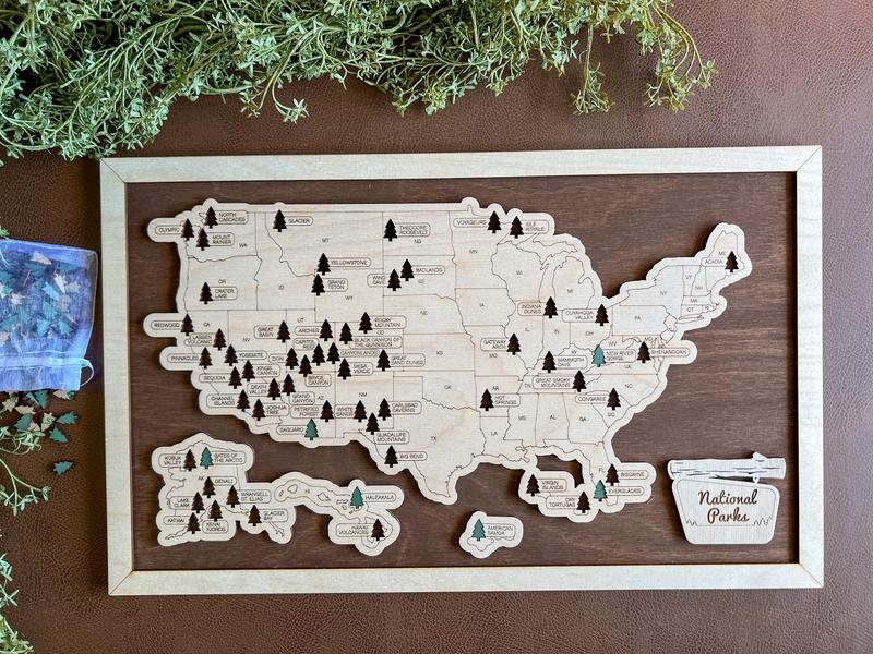 NATIONAL PARK - Bucket List Travel Map, National Parks Gift, Gift for Camper, Travel Map Decor Decoration