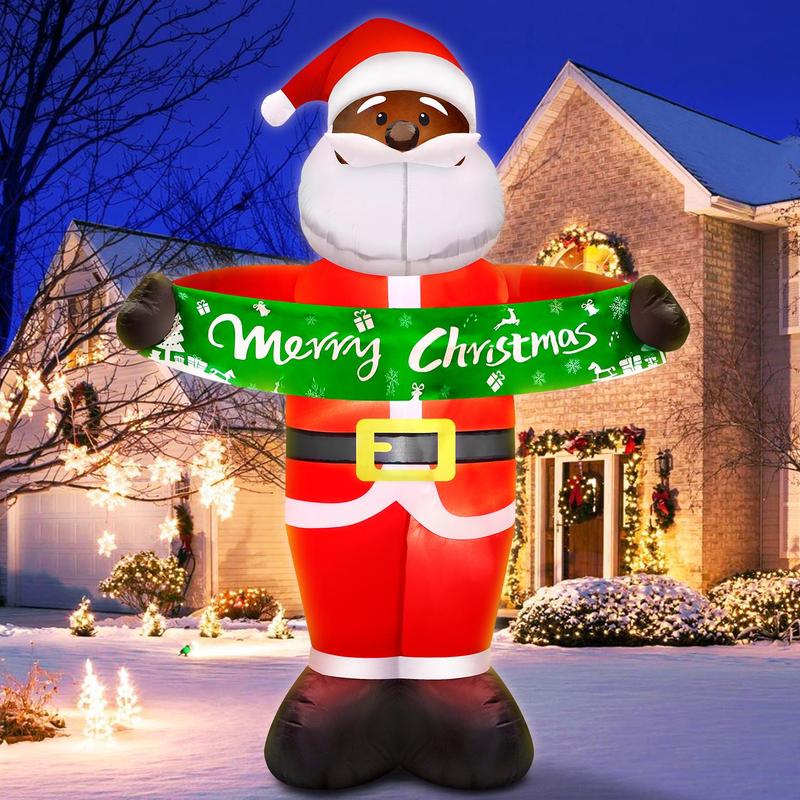 Santa Claus Design Inflatable Christmas  Ornaments Decoration, 1 Count Outdoor Inflatable Decoration with Built-in Led Light, Holiday Decor for Home Garden Party