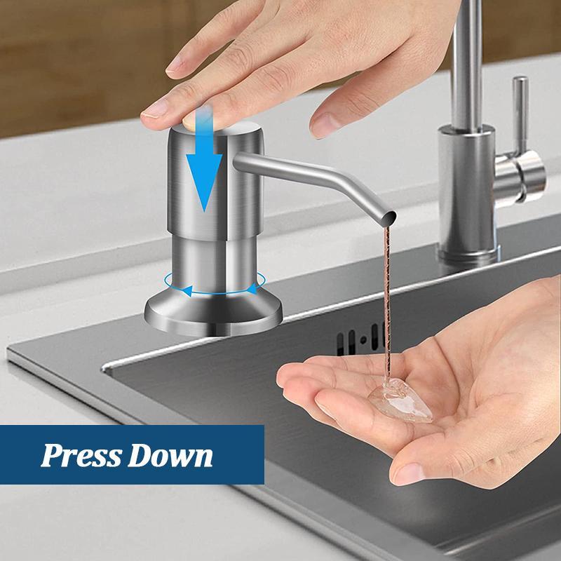 Stainless Steel Soap Dispenser Extension Tube Kit, Kitchen Sink Liquid Soap Dispenser, Bathroom Lotion Detergent Hand Press Pumps