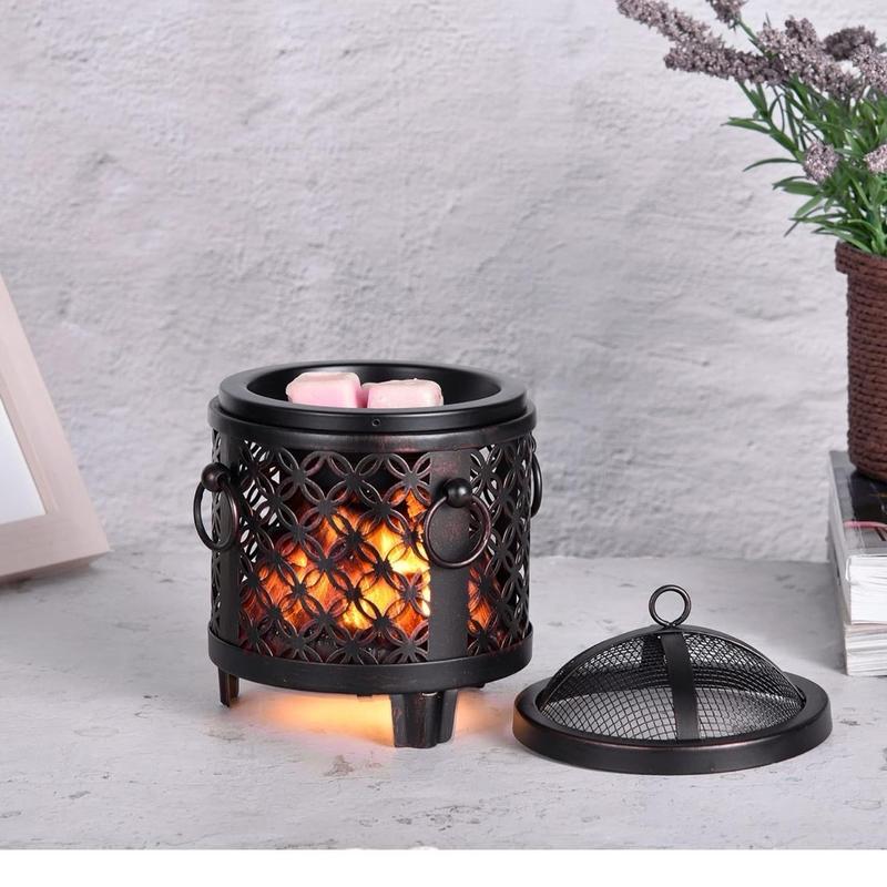 Wax Melt Warmer,4-in-1 Fireplace Wax Warmer,Scentsy Wax Warmer for Scented Wax Cubes and Tarts or Fragrance Oils,Wax Burner for Home Office Bedroom Aromatherapy presents& Décor(Copper Coin)