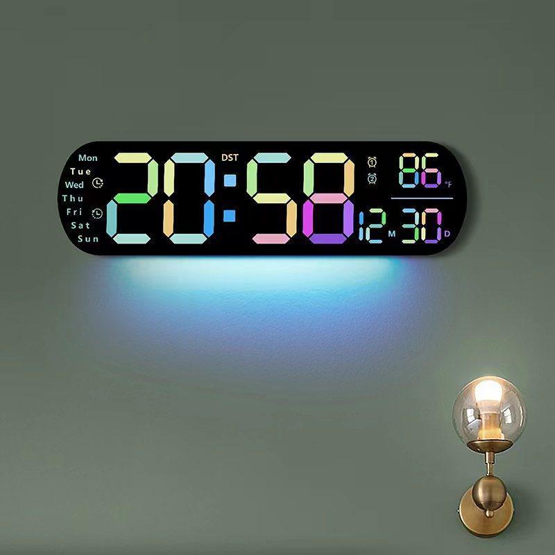 Multi Functional LED Display Clock, Digital Wall Clock with Adjustable Atmosphere Light, Battery USB Type Wall Clock with Remote Control, Room Decor, Home Decor, Fall Decor (battery Not Included)