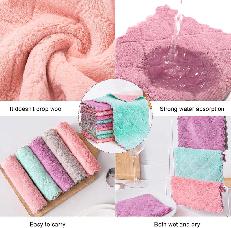 20 Pack Cleaning Cloth Kitchen Cloth, Dish Towels Super Absorbent Coral Velvet Dishtowels, Microfiber Premium Soft Tea Towels, Quick Dry Rags, Multipurpose Reusable Washcloths, Non-Stick Oil Cloths.