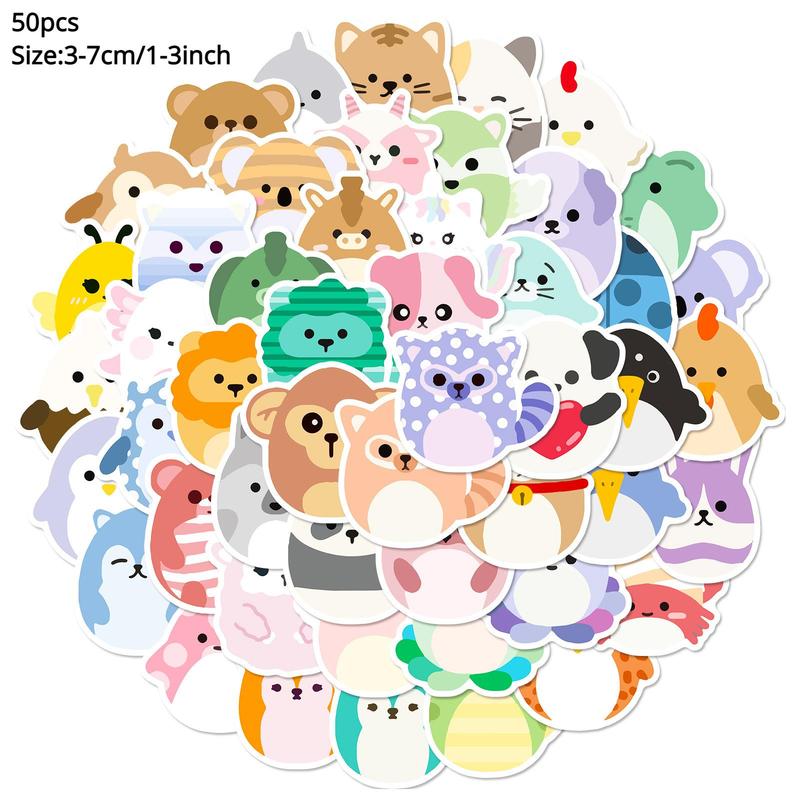 50pcs Cartoon Animal Pattern Decorative Sticker, Creative Waterproof Sticker For DIY Scrapbook Laptop Luggage Decoration