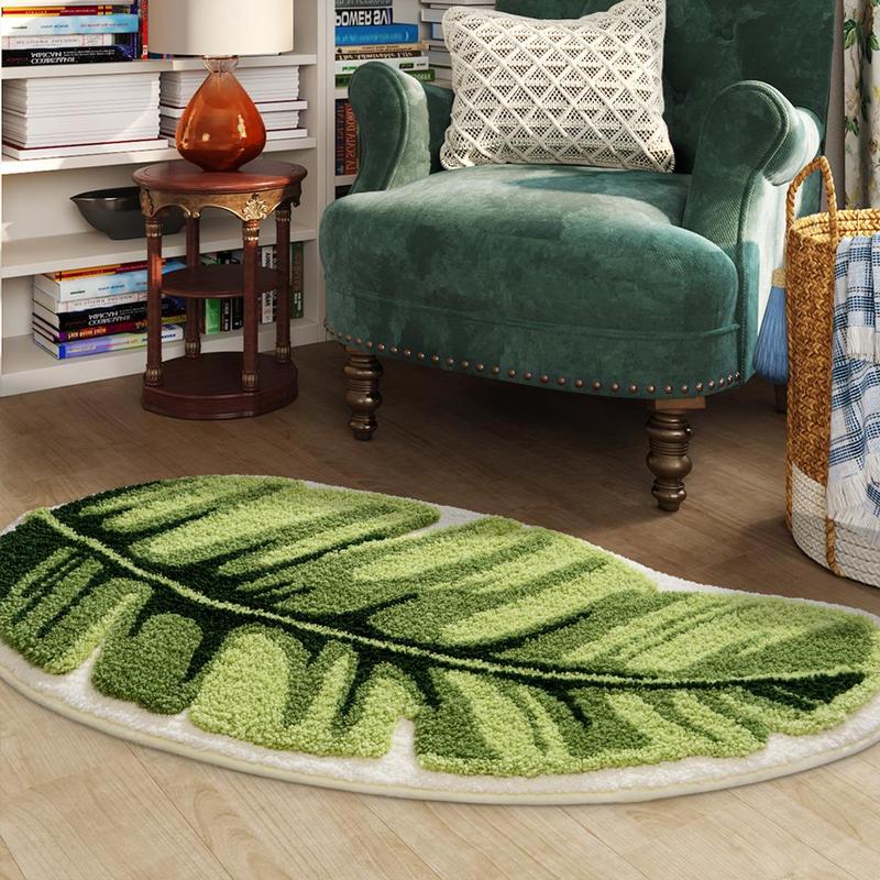 Leaf Pattern Bathroom Mat, Absorbent Non-slip Bath Mat, Soft Plush Bath Rug, Water Absorbing Area Rug, Bathroom Door Mat, Bedroom Decor, Room Decor