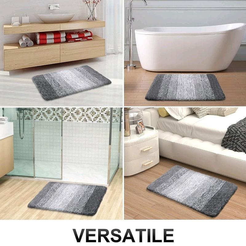 Bathroom Rug Mat 24x16, Extra Soft and Absorbent Microfiber Bath Rugs, Non-Slip Plush Shaggy Bath Carpet, Machine Wash Dry, Bath Mats for Bathroom Floor, Tub and Shower, Grey