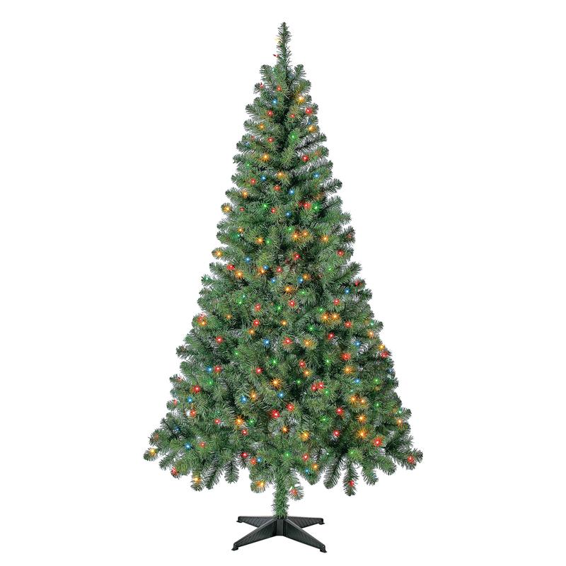 6.5 ft Pre-Lit Madison Pine Artificial Christmas Tree with 250 Color-Changing LED Lights and Stand, by Holiday Time