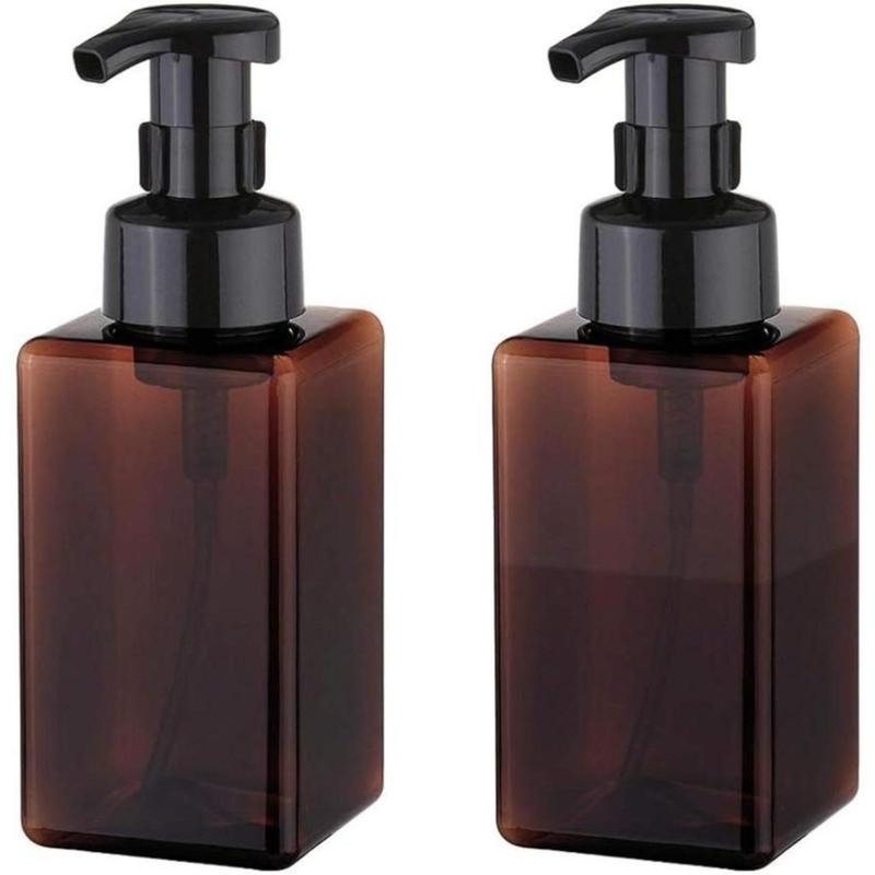 Foaming Soap Dispenser, 450ml (15oz) Refillable Pump Bottle Plastic for Liquid Soap, Shampoo, Body Wash (2 Pcs) (Amber)(Creative Life Pavilion)