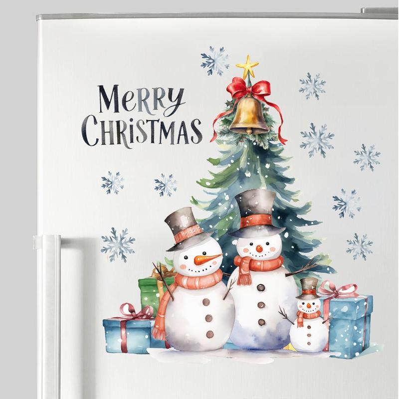 Snowman & Christmas Tree Pattern Toilet Sticker, Self Adhesive Toilet Lid Decal, Bathroom Decoration Supplies, Home Decor