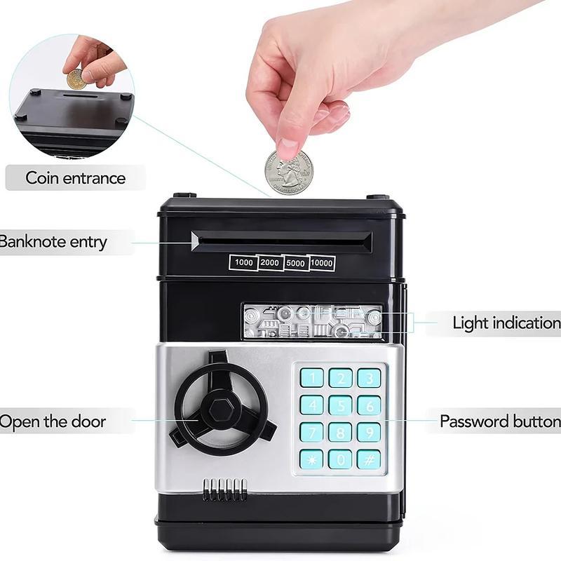 Mini ATM Piggy Bank for Real money, ATM Machine Bank for Kids Cash Coin Can ATM Bank Electronic Coin Money Bank for Kids-Hot Gift, Coin Recognition, Balance Calculator, Electronic Savings Safe Box, Electronic Password Code Money Banks for Children