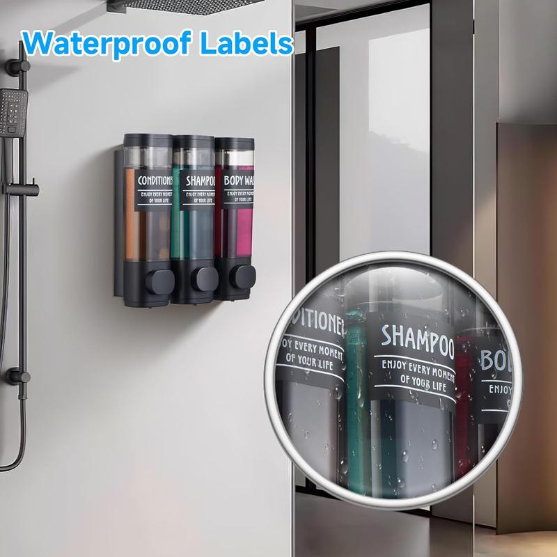 Shampoo and Conditioner Dispenser, No Drill Shampoo Dispenser for Shower Wall Mounted Shower Soap Dispenser for Bathroom Hotel Wall-Mounted 3-in-1 shower soapdispenser