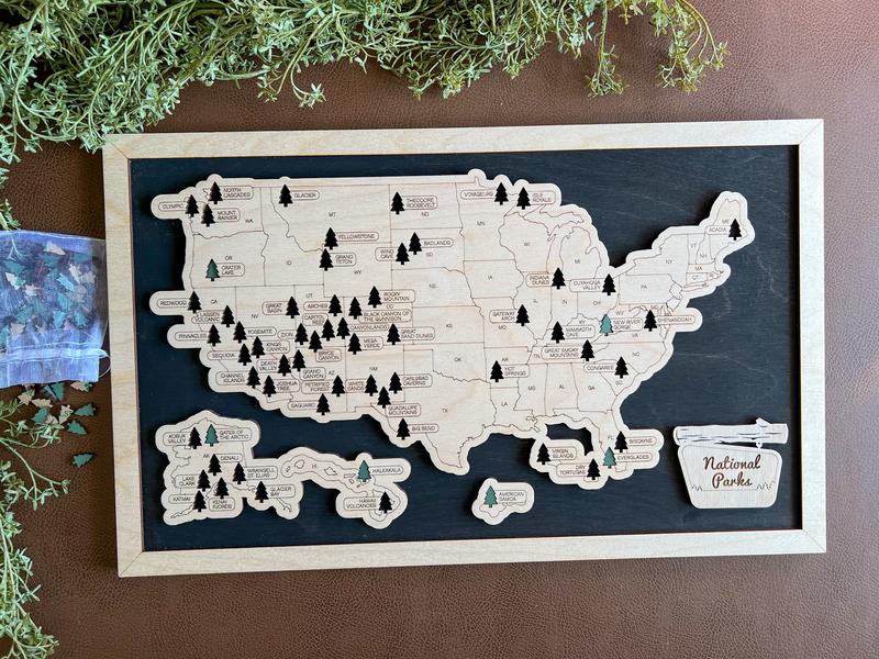 NATIONAL PARK - Bucket List Travel Map, National Parks Gift, Gift for Camper, Travel Map Decor Decoration