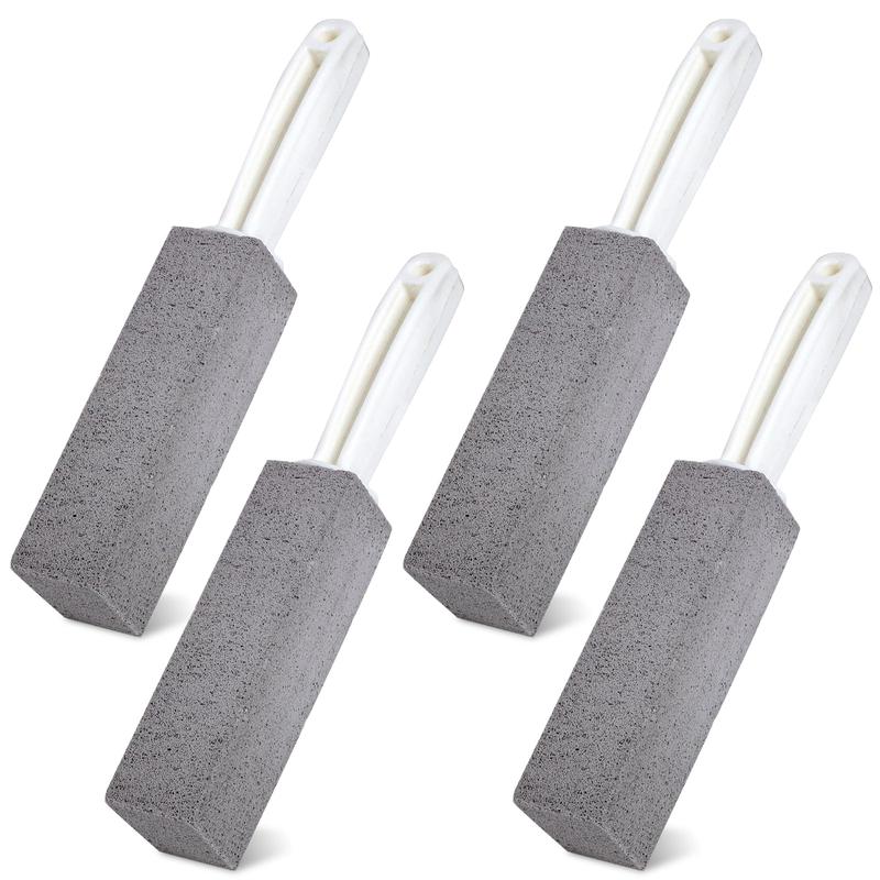 4 Pack Pumice Cleaning Stone With Handle,Pumice Stone for Toilet Bowl Cleaning,Powerfully Cleans Away Limescale Stain,Hard Water Rings,Rust. For Cleaning Toilets,bathtubs,Grills, Swimming Pools,Sinks