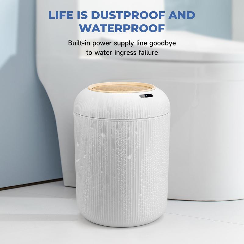 Motion Sensor Trash Can with Lid, Touchless Trash Can, Motion Sensor Waterproof Garbage Can Plastic Trash Bins Suitable for Kitchen, Bathroom, Bedroom, Living Room, Office, Outdoor (White)