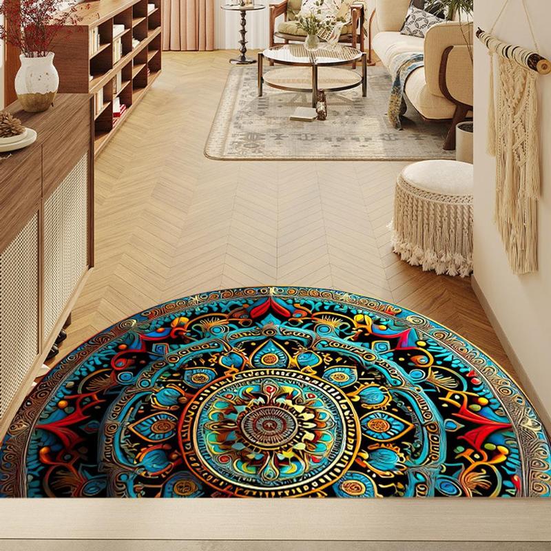 Boho Style Mandala Pattern Bathroom Mat, 1 Count Non-slip Soft Absorbent Rug, Washable Floor Mat for Home Bathroom Living Room Decor, Bedroom Decor