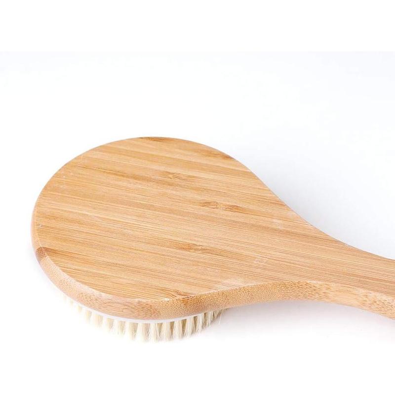 Body Brush Dry Brushing Back Scrubber Shower Bath Brush Bamboo Wood Long Handle  Bristles exfoliating Massage Improve Blood Circulation Cellulite