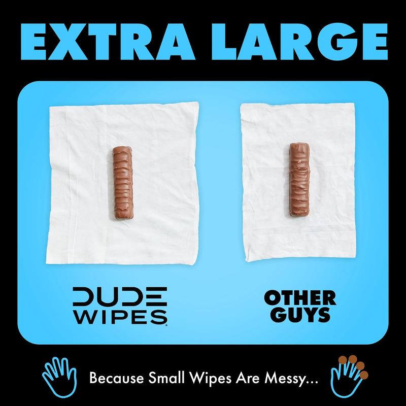 DUDE Wipes Unscented XL Flushable Wipes, 6 Flip-Top Packs Case, 48 Wipes per Pack, 288 Total Wipes Toilet Aloe Vera